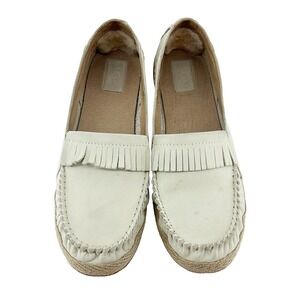 UGG Marrah Suede Leather Loafers • Women's 11 • ivory, cream,‎ beige • fringe